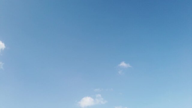 Clear blue windy sky with fast motion of puffy  cirrus floccus white clouds a wonderful summertime lapse