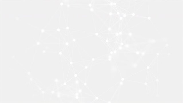 3D render of abstract Plexus white moving dots and lines geometrical shapes animation. Connection web concept. Digital, Communication Technology Network Background