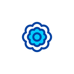 Flower icon in blue color style. Pixel perfect icon. Vector