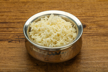 Steamed basmati rice in the bowl