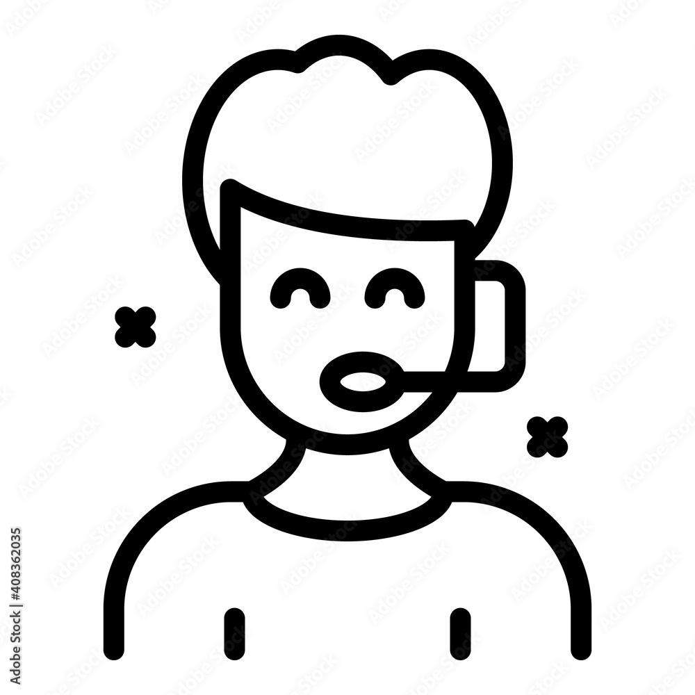 Poster call center agent icon. outline call center agent vector icon for web design isolated on white backg