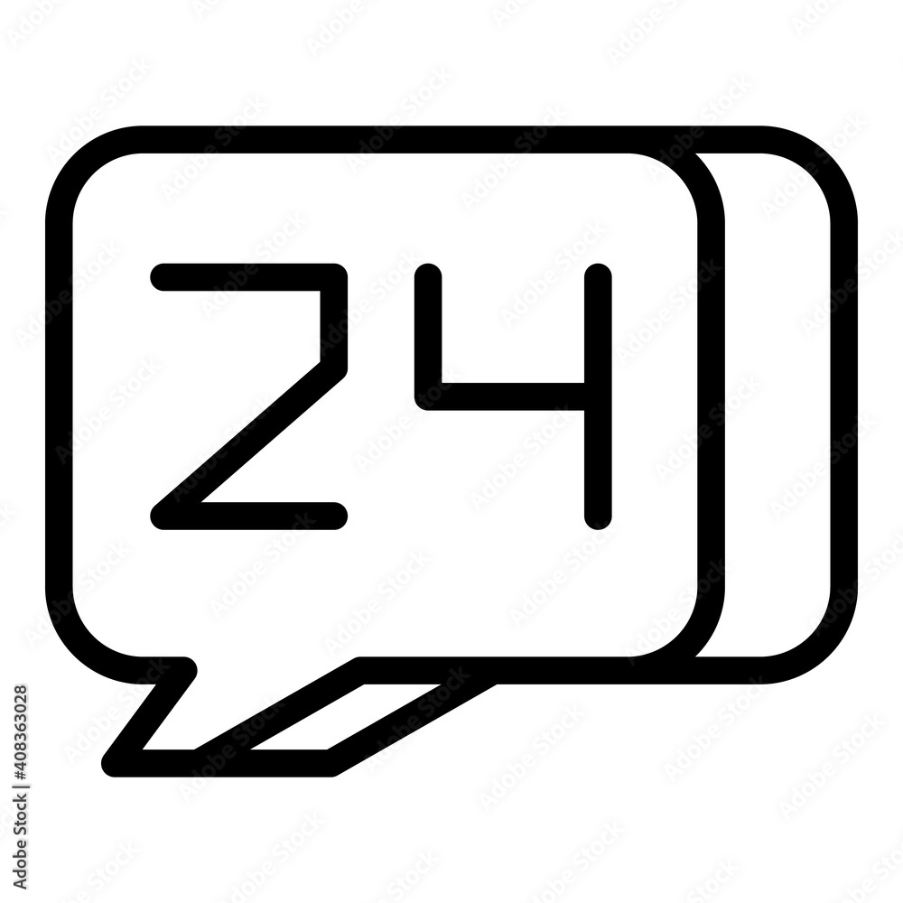 Poster 24 hours chat support icon. outline 24 hours chat support vector icon for web design isolated on whi
