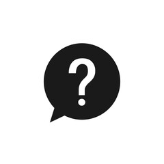 Question mark in speech bubble. Help sign. Support concept. Message bubble symbol. Vector isolated on white. 