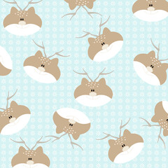 hirsche auf blümchen hintergrund textur tapete stoff wand muster tier pastell blau