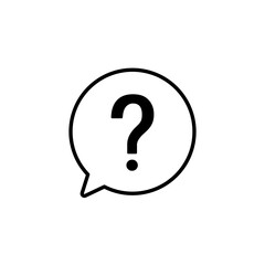 Question mark in line speech bubble. Help sign. Support linear concept. Message bubble symbol. Vector isolated on white. 