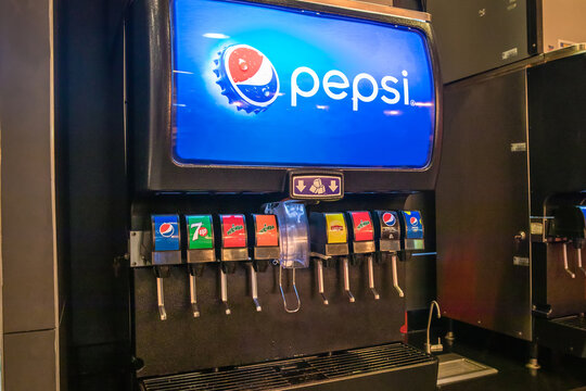 Service Beverage Soda Machine In Restaurant