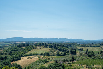 Fototapeta na wymiar Tuscany, Italy - June 18, 2017: View of Tuscany land