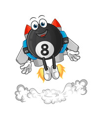 billiard with jetpack mascot. cartoon vector
