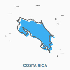 Costa Rica map in thin line style. Costa Rica infographic map icon with small thin line geometric figures. Vector illustration Costa Rica map linear modern concept