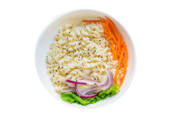 noodles rice or wheat vegetables cellophane pasta no meat vegetarian or vegan on the table for healthy meal snack outdoor top view copy space for text food background image rustic