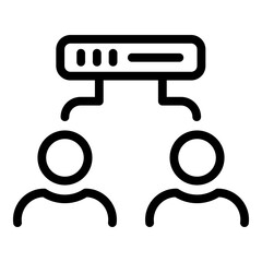 Customer database icon. Outline customer database vector icon for web design isolated on white background