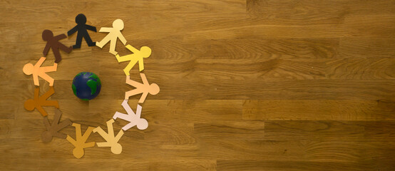 Banner of the diversity of the society united to save the planet