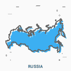 Russia map in thin line style. Russia infographic map icon with small thin line geometric figures. Vector illustration Russia map linear modern concept