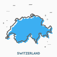 Switzerland map in thin line style. Switzerland infographic map icon with small thin line geometric figures. Vector illustration Switzerland map linear modern concept