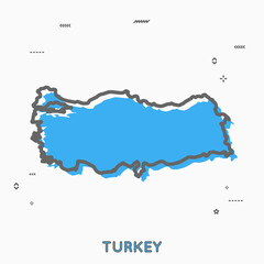 Turkey map in thin line style. Turkey infographic map icon with small thin line geometric figures. Vector illustration Turkey map linear modern concept