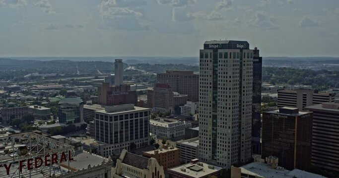 Birmingham Alabama Aerial v3 flying above Central City skyline with high-rise office buildings - Shot on DJI Inspire 2, X7, 6k - August 2020