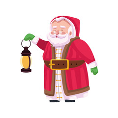 cute santa claus with kerosene lamp character