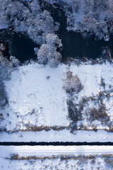 Nature on winter season, drone view
