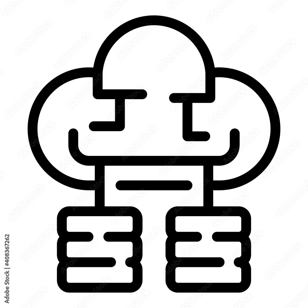 Poster database cloud icon. outline database cloud vector icon for web design isolated on white background