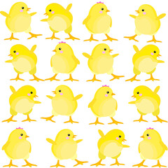seamless pattern with Easter chicks. chickens on the farm. childish pattern with Easter chickens on a white background. stock vector illustration. 