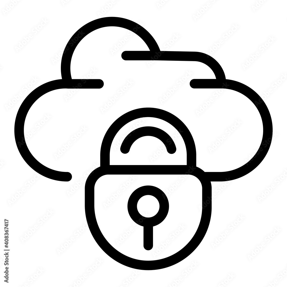 Poster data lock cloud icon. outline data lock cloud vector icon for web design isolated on white backgroun