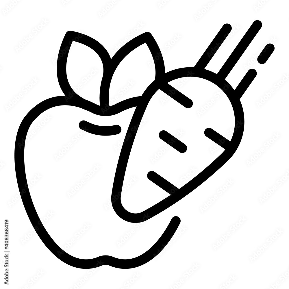 Poster apple carrot slimming icon. outline apple carrot slimming vector icon for web design isolated on whi