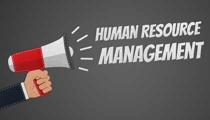 Human Resources And Management Concept - Hand Holding Megaphone - Realistic Stitched Felt 3D Illustration With Clipping Path