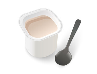 A glass of chocolate pulp with a spoon