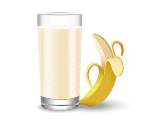 A glass of yellowish white banana juice