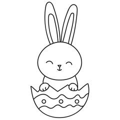 Easter bunny in egg in doodle style