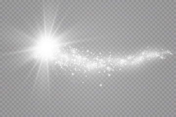 Glow light effect. Vector illustration. Christmas flash. dust.The star exploded.