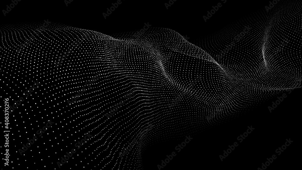 Poster Abstract gradient wave of particles. Big data. Digital background. Futuristic vector illustration.