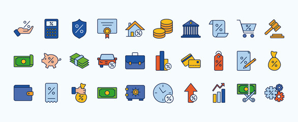 bundle of thirty financial set icons