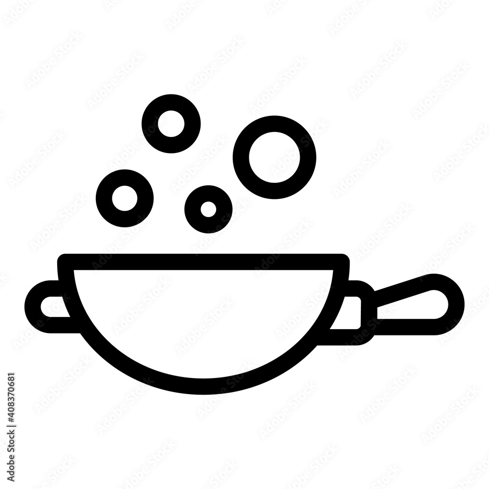 Poster chef wok frying pan icon. outline chef wok frying pan vector icon for web design isolated on white b