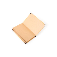 Notebook with blank sheets of craft paper isolated on white background