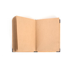 Notebook with blank sheets of craft paper isolated on white background