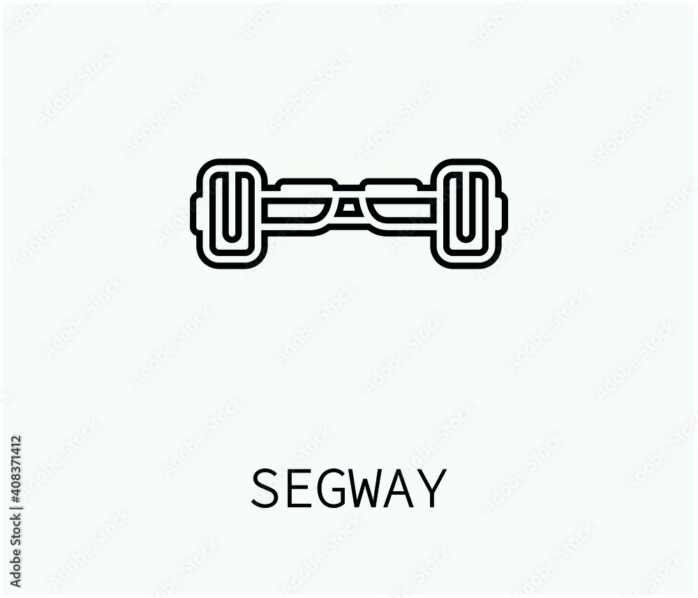 Poster segway vector icon. editable stroke. symbol in line art style for design, presentation, website or a