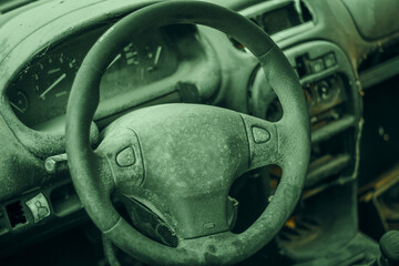 Broken Car In Post Apocalyptic City