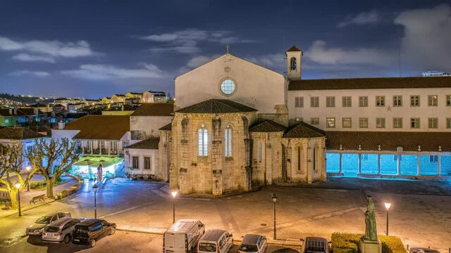 Cathedral in Odivelas, Portugal. Nice night view. District of Lisbon.