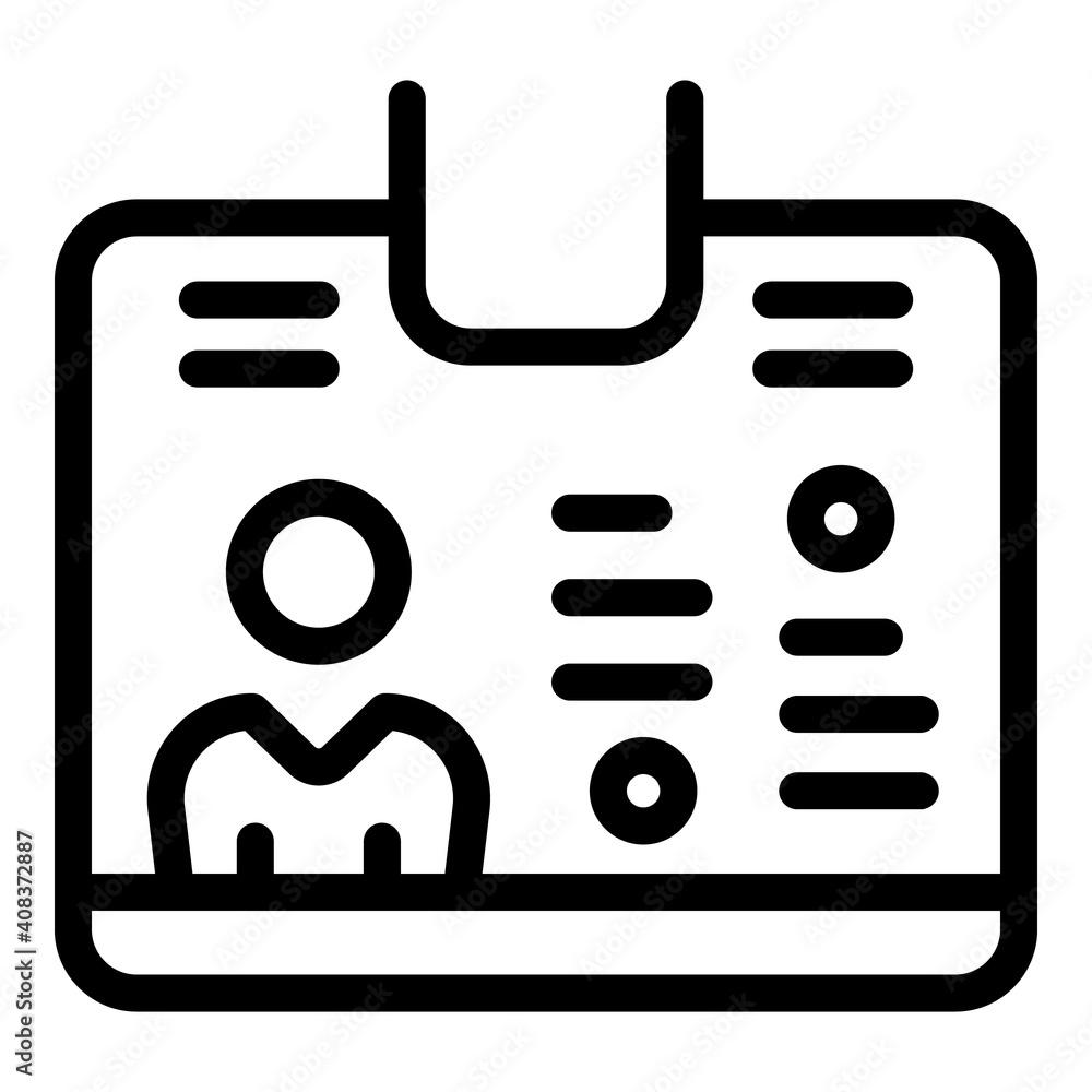 Poster template id card icon. outline template id card vector icon for web design isolated on white backgro