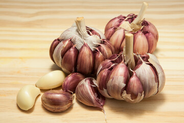 garlic on wooden background