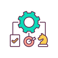 Cost reduction strategies RGB color icon. Design Improvements. Business process optimization. Company improvement. Crisis solution. Goals achievements. Isolated vector illustration