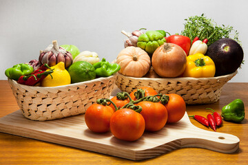 fruits and vegetables in basket