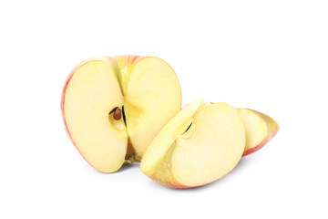 Fresh ripe red cut apple isolated on white