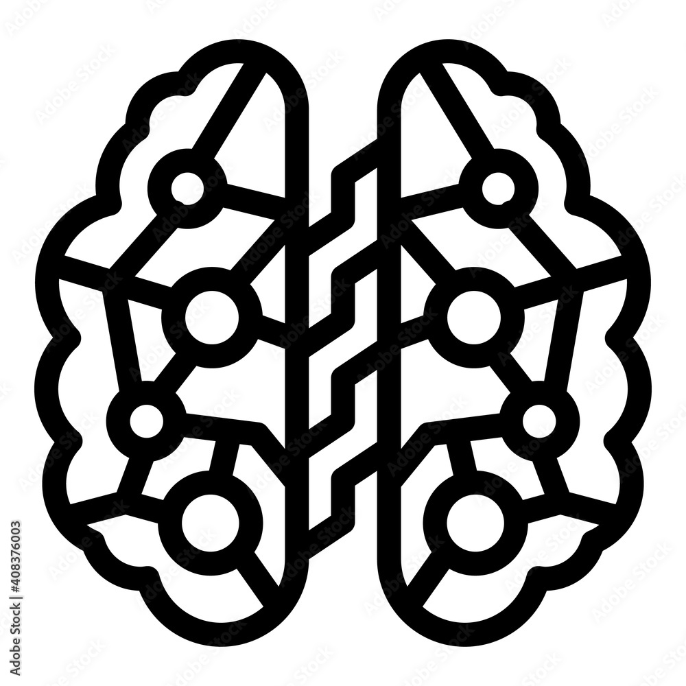 Poster network human brain icon. outline network human brain vector icon for web design isolated on white b