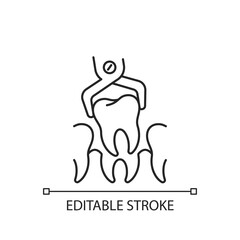 Dental surgery linear icon. Dentistry surgery instruments. Instruments for dental treatment. Thin line customizable illustration. Contour symbol. Vector isolated outline drawing. Editable stroke