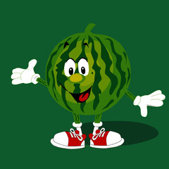 Cartoon character fruit watermelon ilustration vector eps.