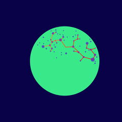 Sci-fi icon of planet with textured surface.