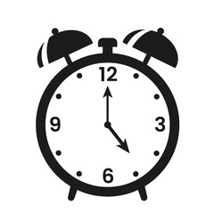 Alarm clock, wake-up time in school and at work. Flat icon in cartoon style.