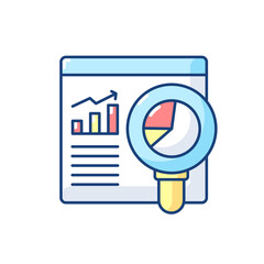 Web analyst RGB color icon. People who are responsible for analyzing maintenance and web development costs of project. Isolated vector illustration